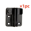 One black sliding bolt lock for home security with mounting holes and a latch mechanism.