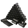 A bundle of black biodegradable dog poop bags with an easy-tear design.