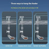 Diagram showing three ways to hang a feeder: cylinder wall, hanging cylinder corner, and suction cup fixation.