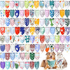 A collection of 100 donut print dog bandanas in various holiday patterns and colors.