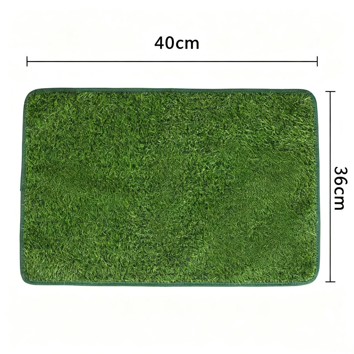 Rechteckige grüne künstliche Rasen-Katzenpfotelmatte, 40x36 cm.