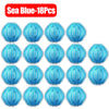 A set of 18 blue reusable lint catchers for laundry