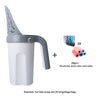 A white integrated cat litter scoop and poop pick-up tool with a gray handle and 20 randomly selected colored garbage bags.