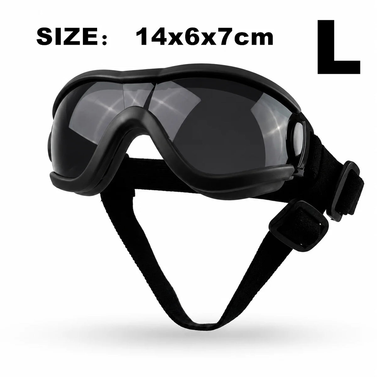 Schwarze, strapenlose, strapazierfähige, UV-schutz-Hundegoggles zur Augenschutz.