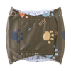 A brown washable belly band for a male dog is shown against a white background.