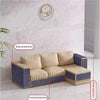 A beige and blue self-adhesive cat scratching mat designed for furniture protection, shown in a living room setting.