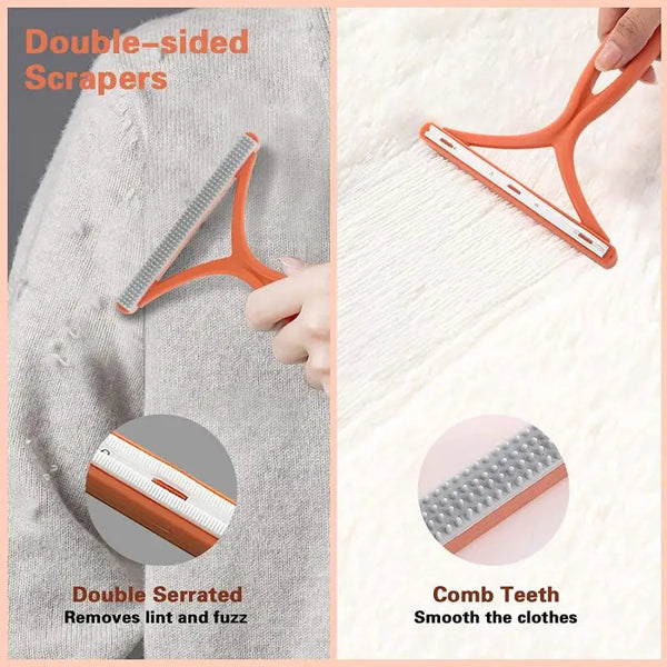 Raspadores dobles de silicona naranja para quitar pelusas y pelusa de la ropa