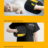 Demonstration of multi-scenario use for pet hair removal gloves, showing cleaning pets, clothes, and bed sheets.