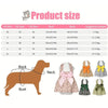 A size chart showing measurements for a Princess Style Summer Strap Dress for small dogs across various sizes.