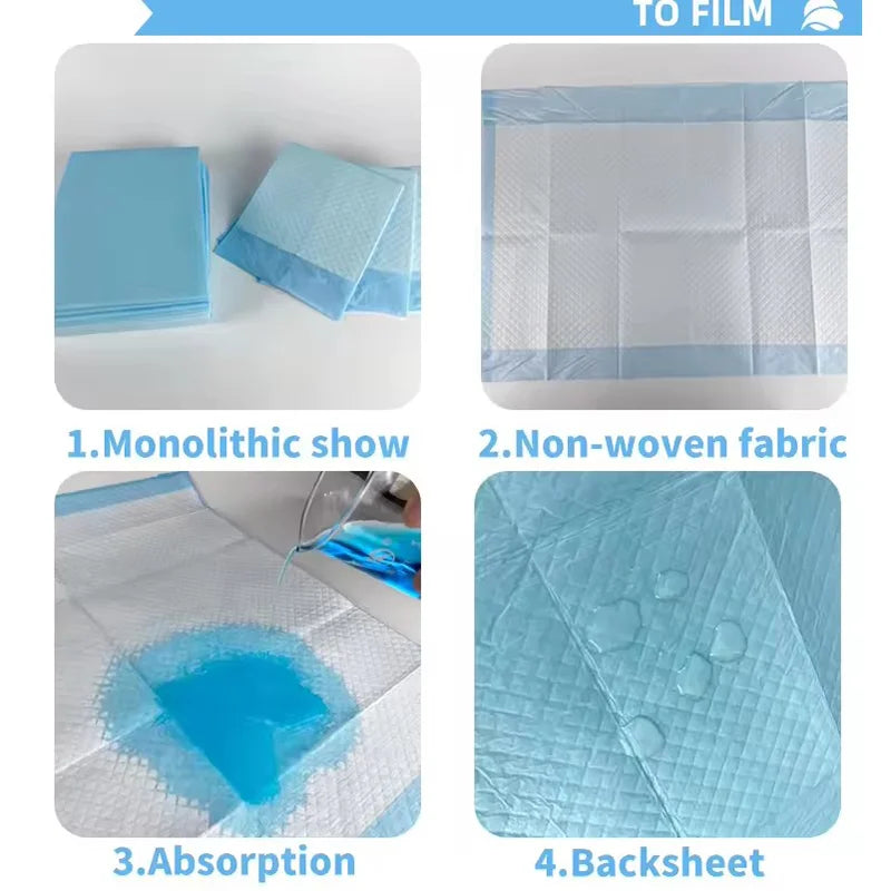 Diverses formes de tapis d'entraînement pour animaux ultra-absorbants : modèle monolithique, tissu non tissé, test d'absorpti
