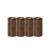 A set of brown biodegradable scented dog poop bags rolled up and displayed side by side.