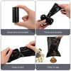 Demonstration of biodegradable dog poop bags highlighting their small size, thickness, durability, ease of tear, and simple u