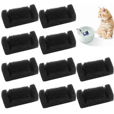 Black sponge replacement filters for pet water fountains shown in various rectangular shapes