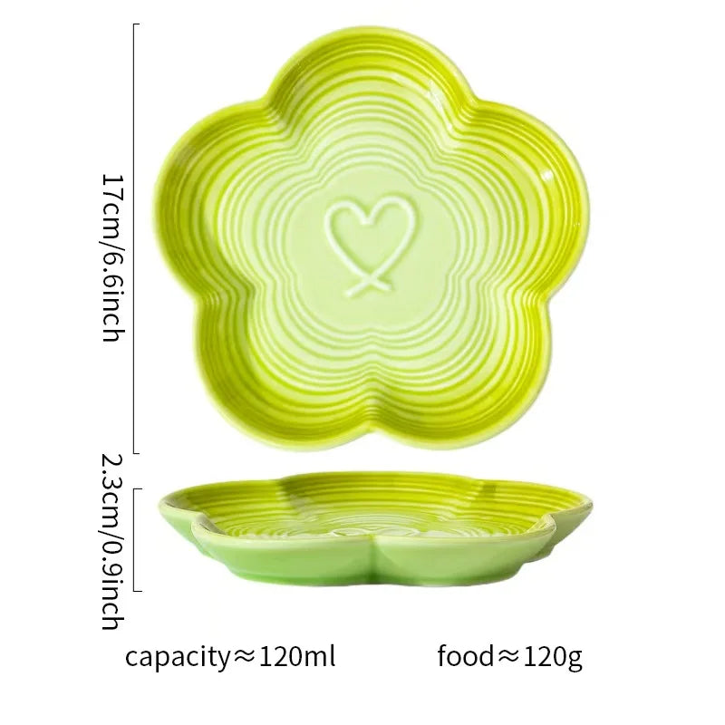 Bol à animaux en céramique vert lime avec texture et support en bois assorti.
