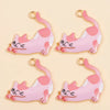 Four pink cat pendant charms for jewelry making displayed on a light background.
