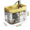 A yellow automatic USB cat water fountain with a clear container and a spout, shown from the side.