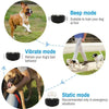 Diagram showing three modes of a rechargeable dog training collar: Beep mode, Vibrate mode, and Static mode.