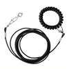 Black adjustable parrot traction rope with a metal hook and loop for safe bird handling