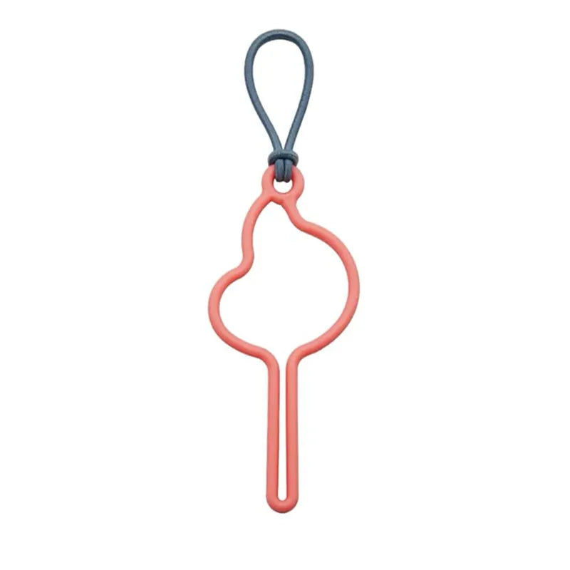 Hands-free dog poop bag dispenser with a leash clip in coral and gray.