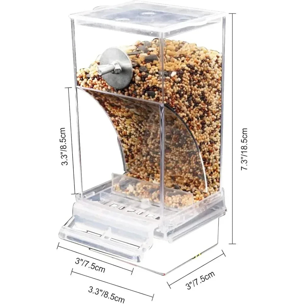 Mangeoire à oiseaux automatique en plastique transparent avec réservoir de graines et plateau d'alimentation pour perruches