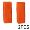 Two orange pet hair removal brushes with silicone hollow rubber bristles