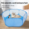 A blue transparent pet maternity ward or enclosure with a cat inside.