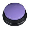 A round, purple talking pet training button with a black base.