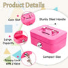 Pink portable metal cash box featuring a coin slot, sturdy steel handle, privacy lock with two keys, and compact size.
