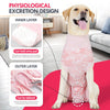 Pink dog surgery recovery suit designed with inner and outer layers for urination protection