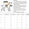 A size guide chart showing measurements for different sizes of a knitted striped vest for dogs.