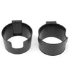 A black portable vehicle drink holder with a clamp design.