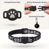Collar de rastreo para mascotas de silicona negra con hebilla de huella y colgante desmontable en correa negra