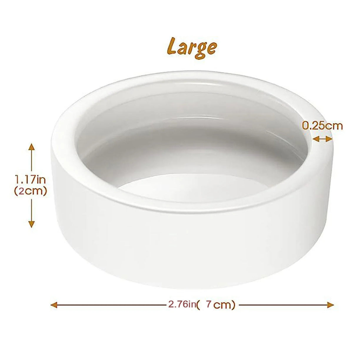 Large white ceramic reptile feeding and watering bowl with a diameter of 7 inches.