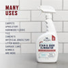 A white spray bottle of Pet Enzyme Stain & Odor Eliminator is shown against a gray tiled background.