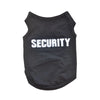 Chaleco de seguridad negro para mascotas con la palabra SECURITY impresa en el frente