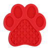 Red silicone pet licking mat with suction cups for dogs and cats