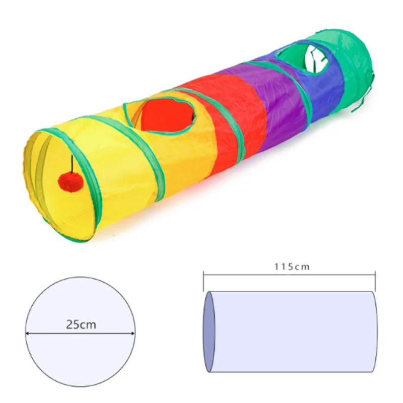 Buntes, zylindrisches Tiertunnel mit mehreren farbigen Abschnitten zum Indoor- oder Outdoor-Spiel.
