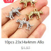 Ten gold and silver leopard print dog charms for jewelry making