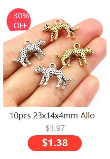 Ten gold and silver leopard print dog charms for jewelry making