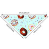 A sheet of donut print dog bandanas with various donuts and sprinkles, measuring 64cm by 43cm.
