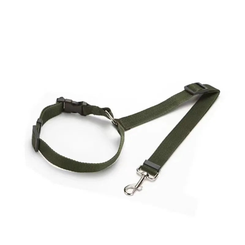 Olive green adjustable two-in-one dog harness and leash