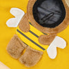A portable crossbody pet carrier bag with brown faux fur and yellow fabric details.