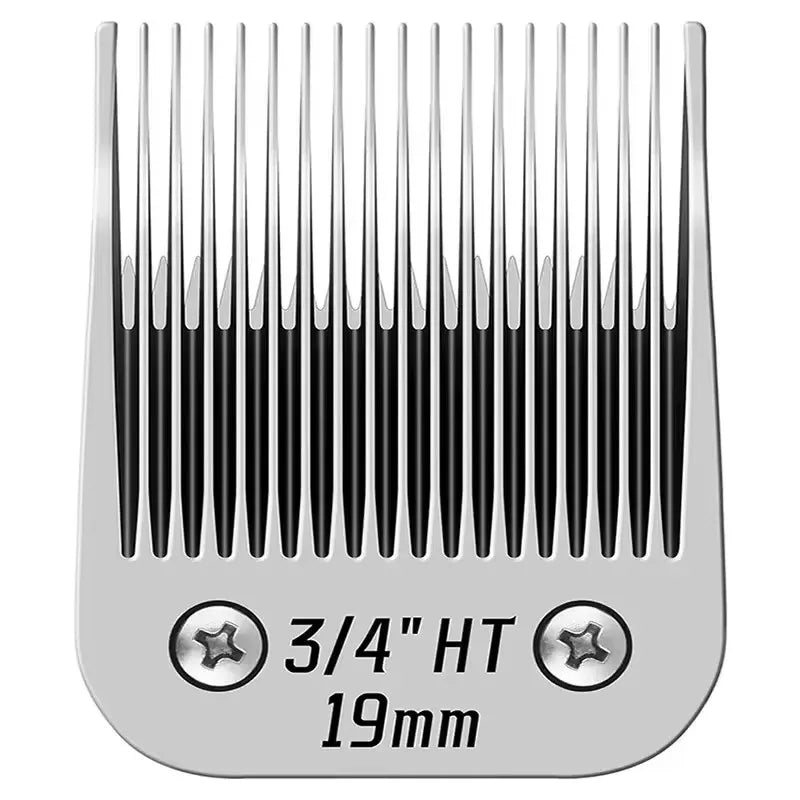 Lames de toilettage céramiques universelles argentées détachables, taille 19 mm marquée sur le dessous.