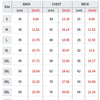Size chart for a sleeveless vest pet clothing with measurements in centimeters and inches.