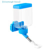 Cage distributeur d'eau automatique pour oiseaux en plastique transparent, avec un dessus bleu et un tube de distribution arg