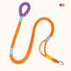 Correa ajustable para perro sin correa naranja con collar y clip morado