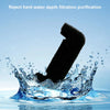 A black sponge replacement filter is shown submerged in water, illustrating the rejection of hard water depth filtration puri