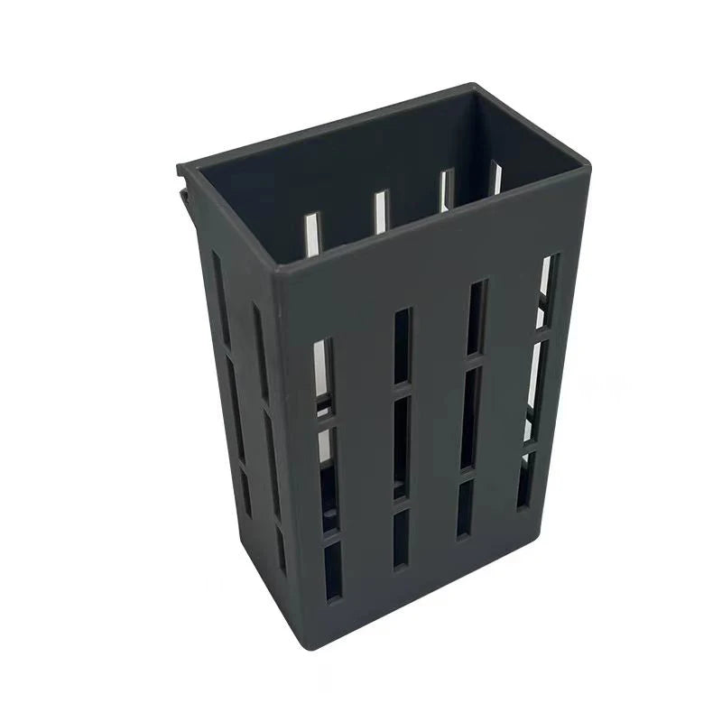 A black wall-mounted hydroponic plant basket designed for use in aquariums.
