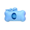 Light blue bone-shaped poop bag dispenser with a clip and an oval opening