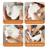Step-by-step instructions showing how to assemble an automatic lifting cat toy ball by unscrewing, pushing, removing a cover 
